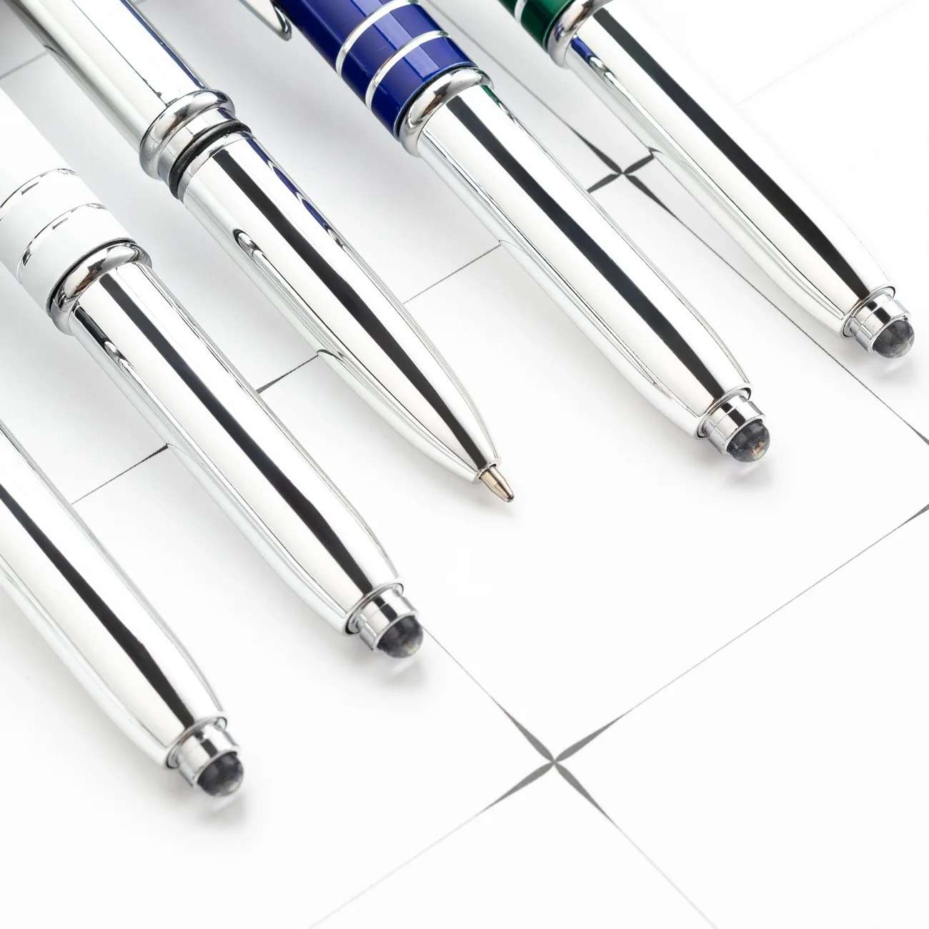 Wholesale the 3- in -1 LED Light Stylus Metal Ballpoint Pen With Multi-Functional Custom Logo Laser Printed For Hotel Gift