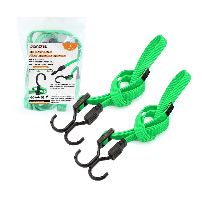 2 шт. латекс эластичный Heavy Duty Регулируемый плоский Банджи шнур на открытом воздухе с крючками