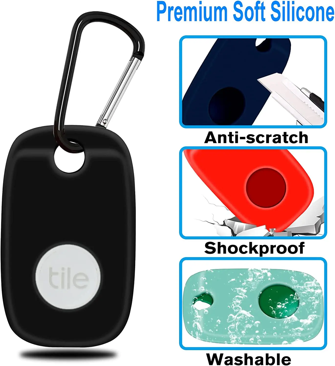 Protection Silicone Case with Keychain for Tile Pro 2022 Tracker, Anti-Scratch Soft Protective Sleeve Skin Case Cover
