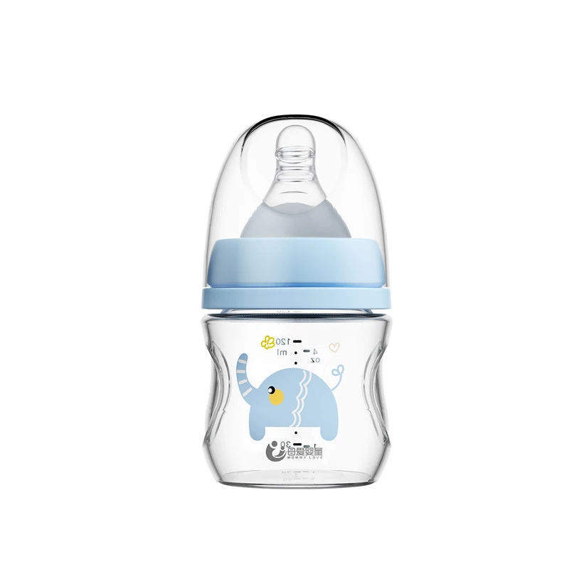 Glass Wide Glass Neck Baby Feeding Bottle 4OZ/120ML OEM Factory Water bottle Glass Baby Bottle set wholesale