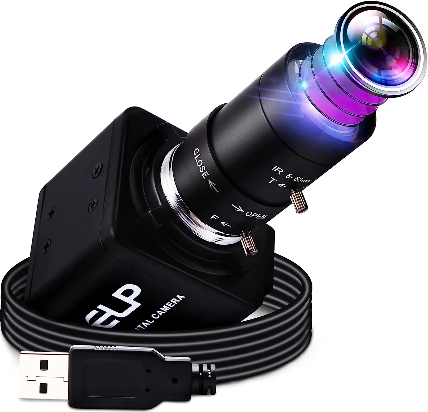 ELP 1080P 90 FPS Global Shutter USB Camera AR0234 Color CMOS with 10X Optical Zoom Lens For Industrial Factory Automation