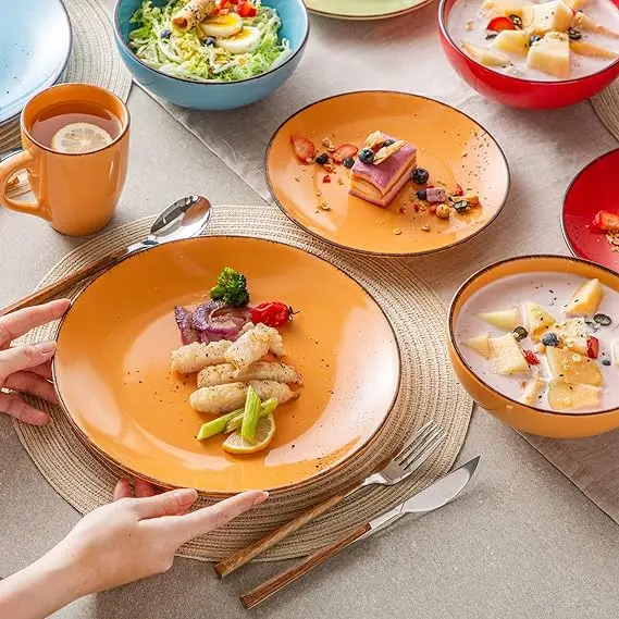 Wholesale Luxury High Quality Custom Reaction Glaze Plate Set Porcelain Dinner Set Family Party Gift Ceramic Dinnerware Set