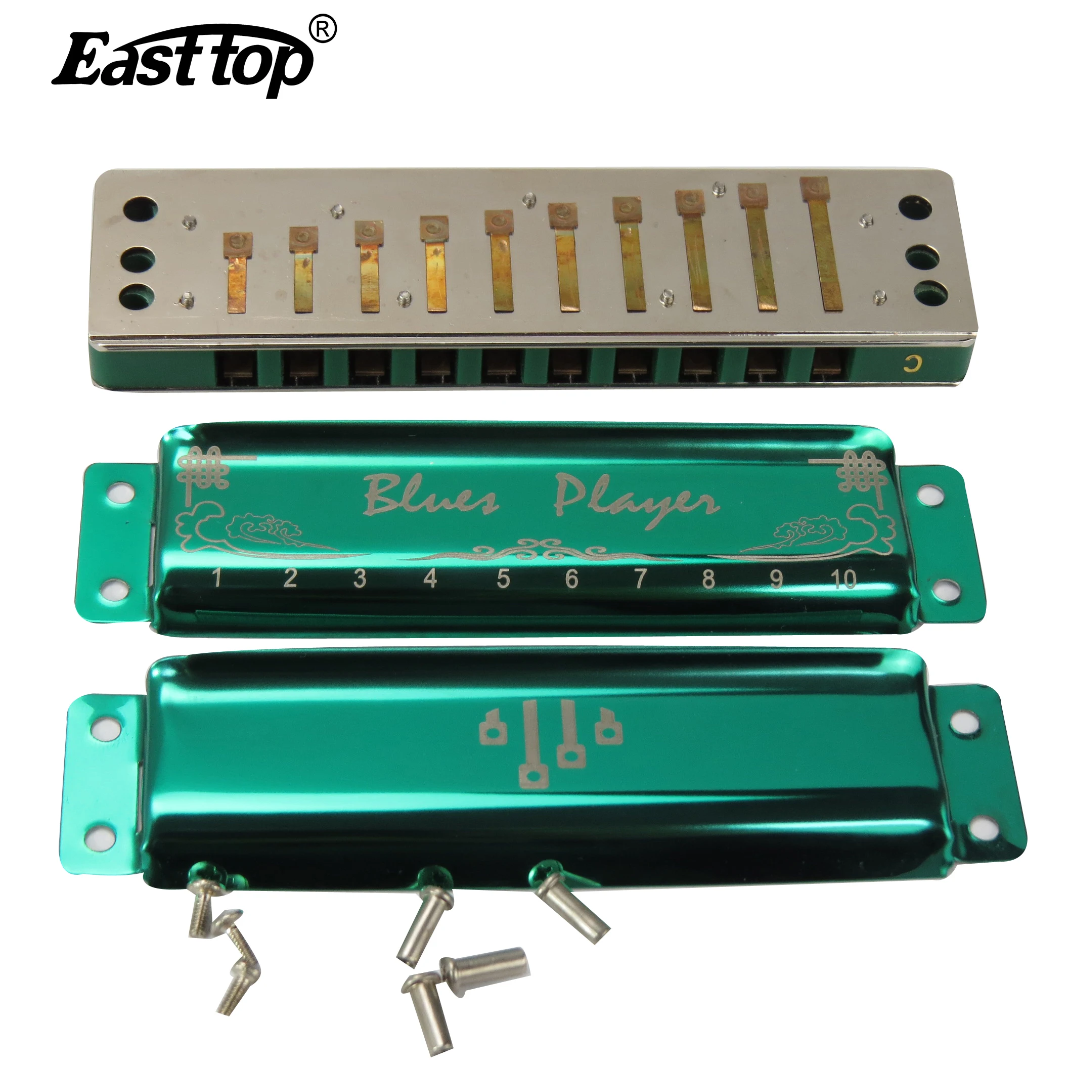 EASTTOP PR020 10 holes harmonica blues harp mouth organ diatonic good harmonica for sale 12keys set