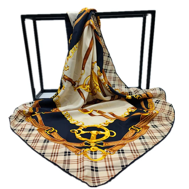 China Supplier Wholesale Multi Color Polyester Custom Printed Silk Scarf with Soft touch feeling  to Autumn