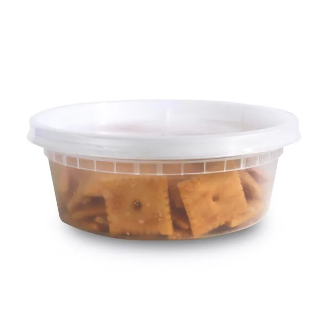 8oz deli container clear plastic round cups takeout disposable food container
