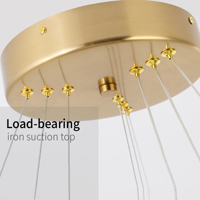 Modern Design Indoor Decoration Fixture Hotel Villa Luxury LED Ring Acrylic Iron Pendant Light