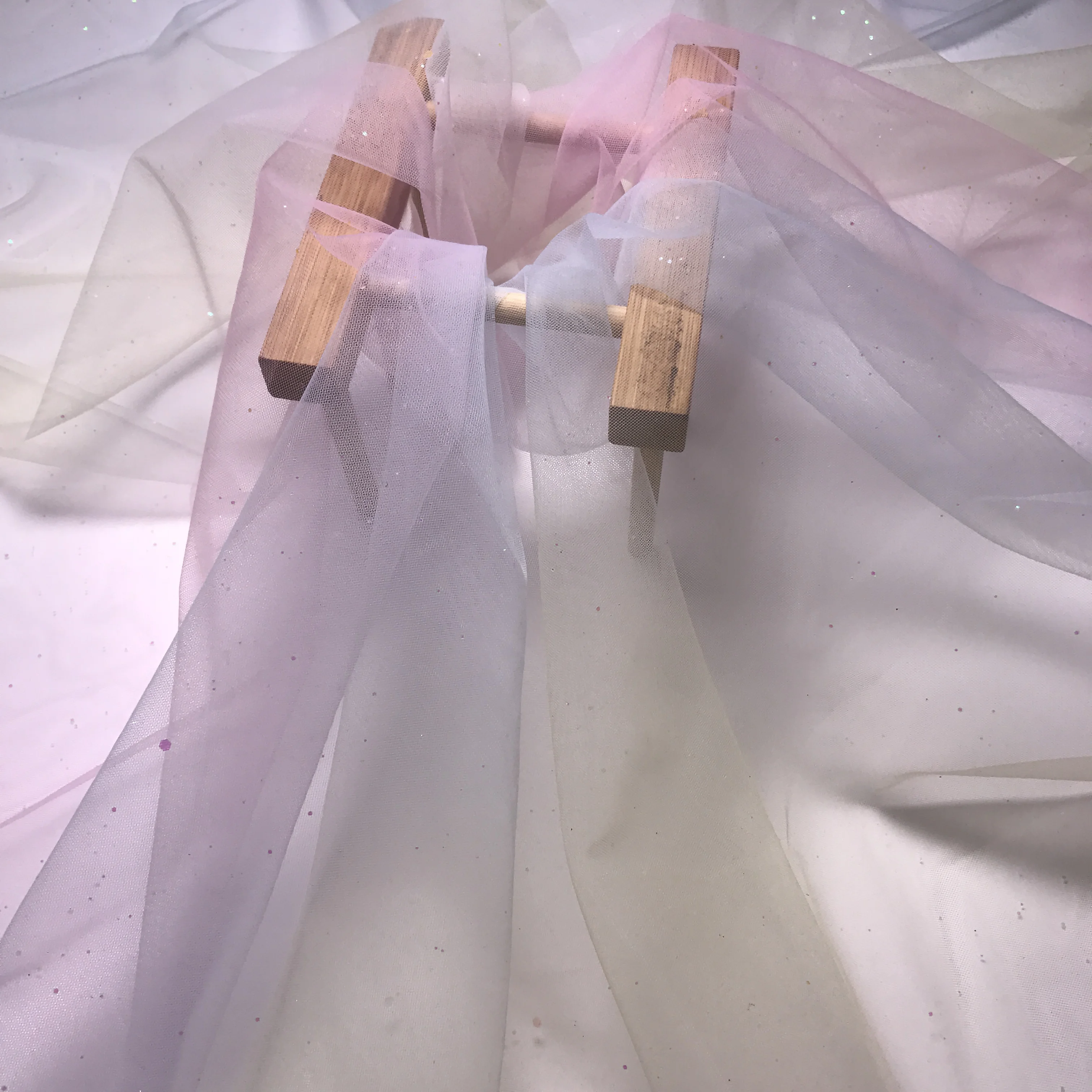 colorful rainbow transfer printing tulle print glitter tulle fabric for dress