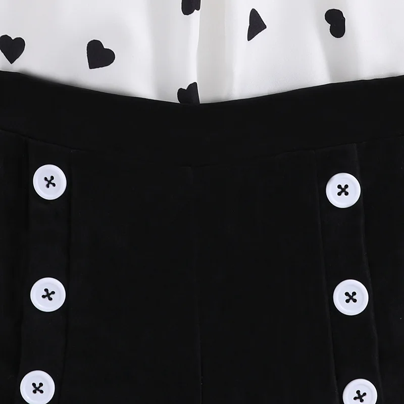 2024 Summer Children Girls Fashion Clothing Love Heart Halter Vest Shorts Two Piece Suit Wholesale Teen Clothes