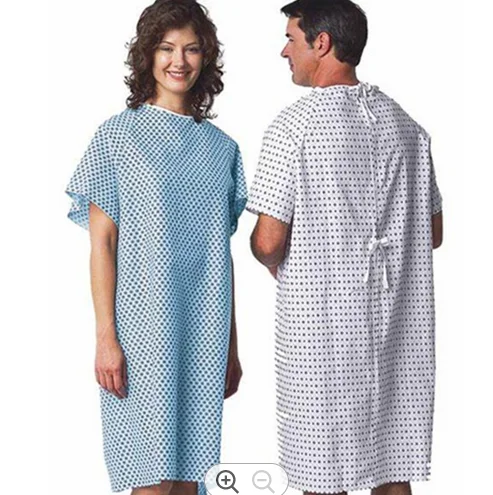 2023 Customized 3-Packs Hospital Clothing Printed Cotton Patient Gown