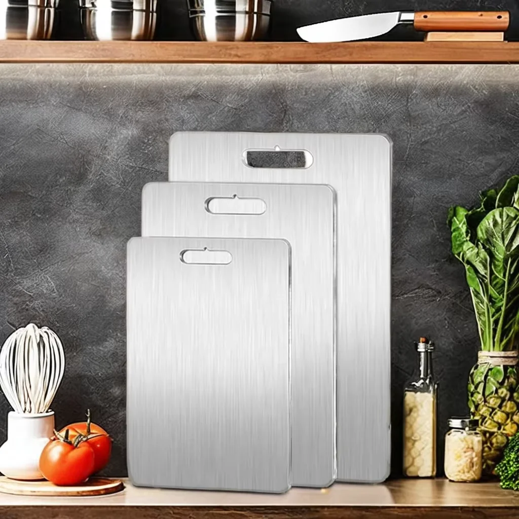 Youlike Eco Friendly Rectangular Stainless Steel Cutting Board Double Sided Heavy Duty Titanium Chopping Board for Vegetable