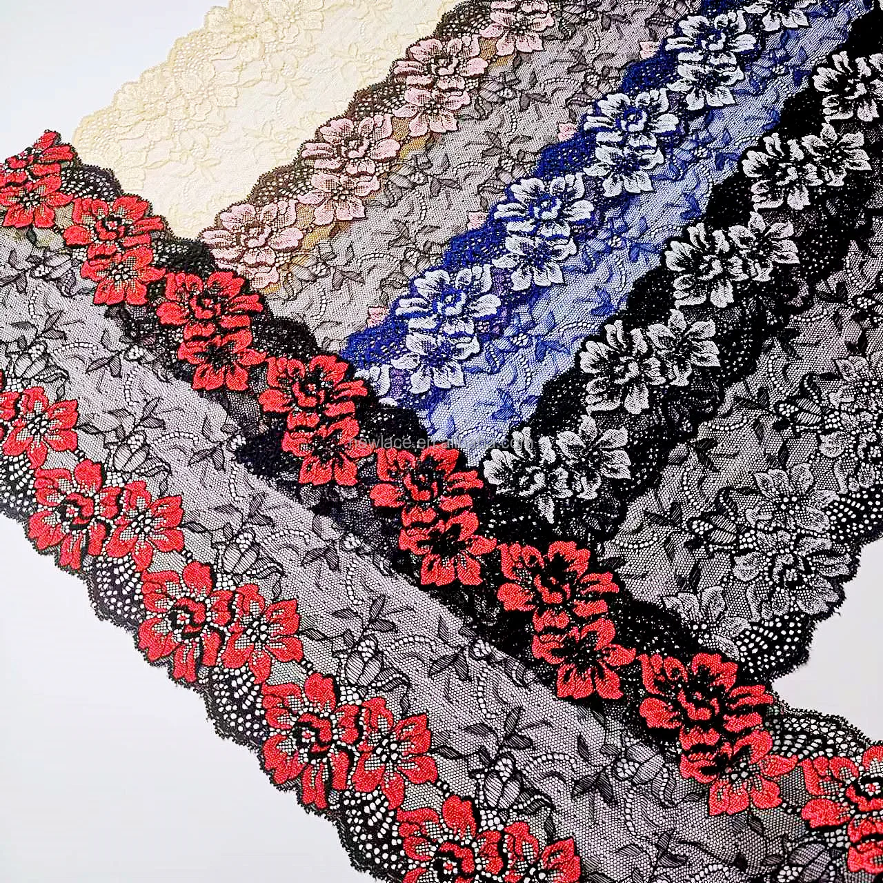 055673 New Design Lingerie Stretch Tulle Elastic Flower Lace Trim for Dress Unique 15 Knitted French Lace Fabric Fast Delivery