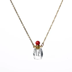 Perfume bottle pendants stainless steel chain gold plated necklace women jewelry