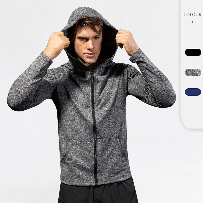 BSCI EU Size Fall Long Sleeve Gym Wear Fitness Sport Clothing For Men Windproof Hooded Jacket