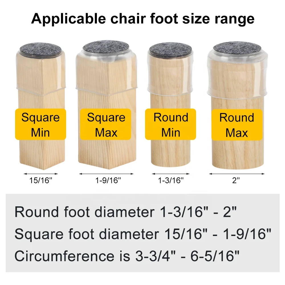 Amazon hot sell Silicone Furniture Feet Cover Felt Bottom Chair Leg Protectors For Wood Floor Upgraded