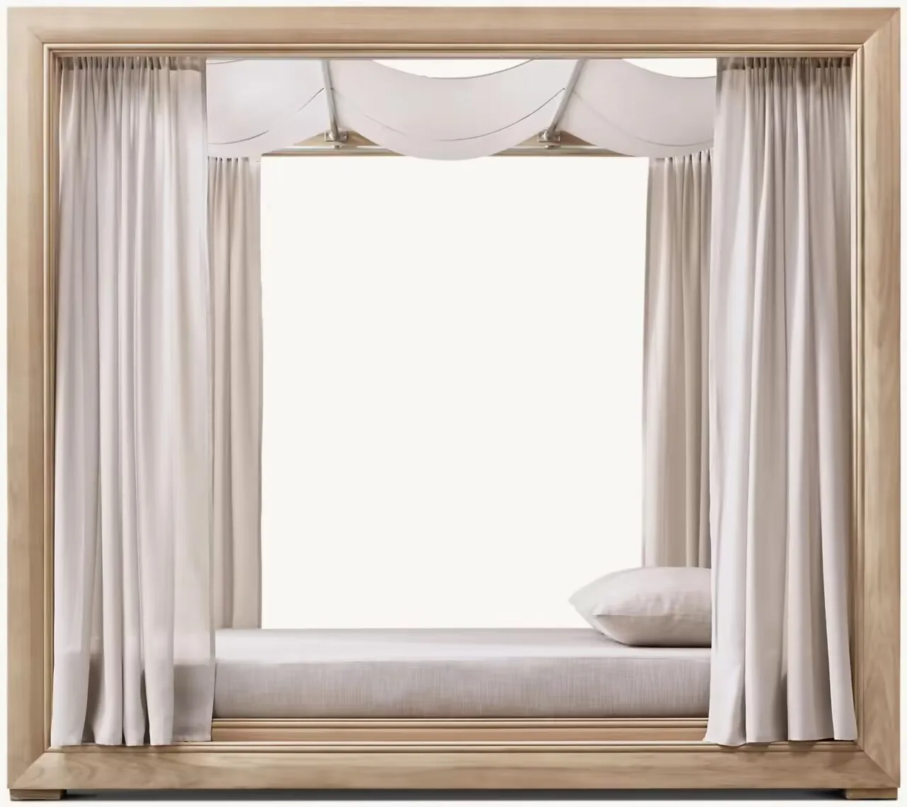 Hot Selling Teak Solid Outdoor Poolside Sea Beach Sun Lounger With Curtain Day Bed