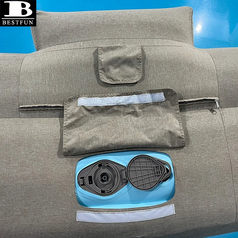 Adult Inflatable Lounge Sofa Chair with Detachable Cover Self-Inflating Built-In Rechargeable Pump Outdoor Camping Living Room