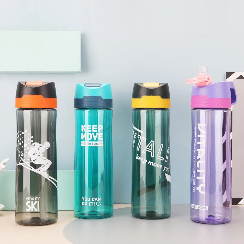 650 ml 2022 new sport style  gym motivation plastic drinking  water bottle with bouncing button