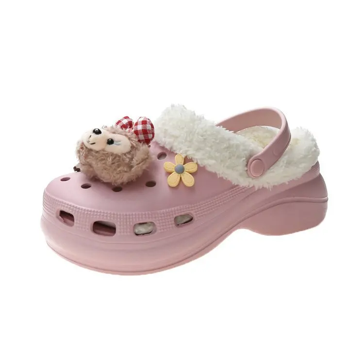 Новинка, осенне-зимние тапочки на толстой подошве, Женская плюшевая обувь для отдыха с мультяшным рисунком, домашние тапочки