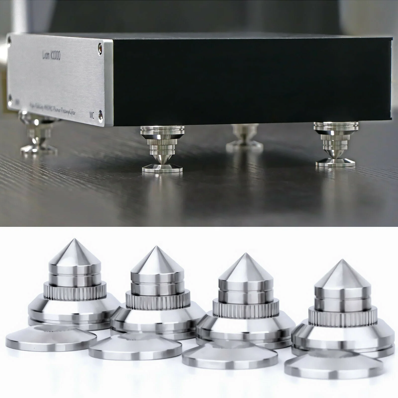 Stainless Steel Speaker Spike Isolation Foot Stand Cone Pads Shock-absorbing Stand Feet for Turntable AMP CD DAC Recorder