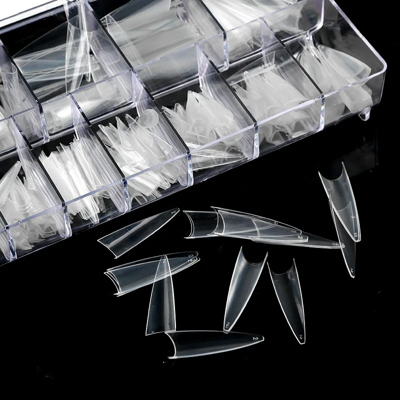Discount Press on Nails False Nail Tips Coffin 500pcs Professional Artificial Art Transparent Nail Tips 500pcs