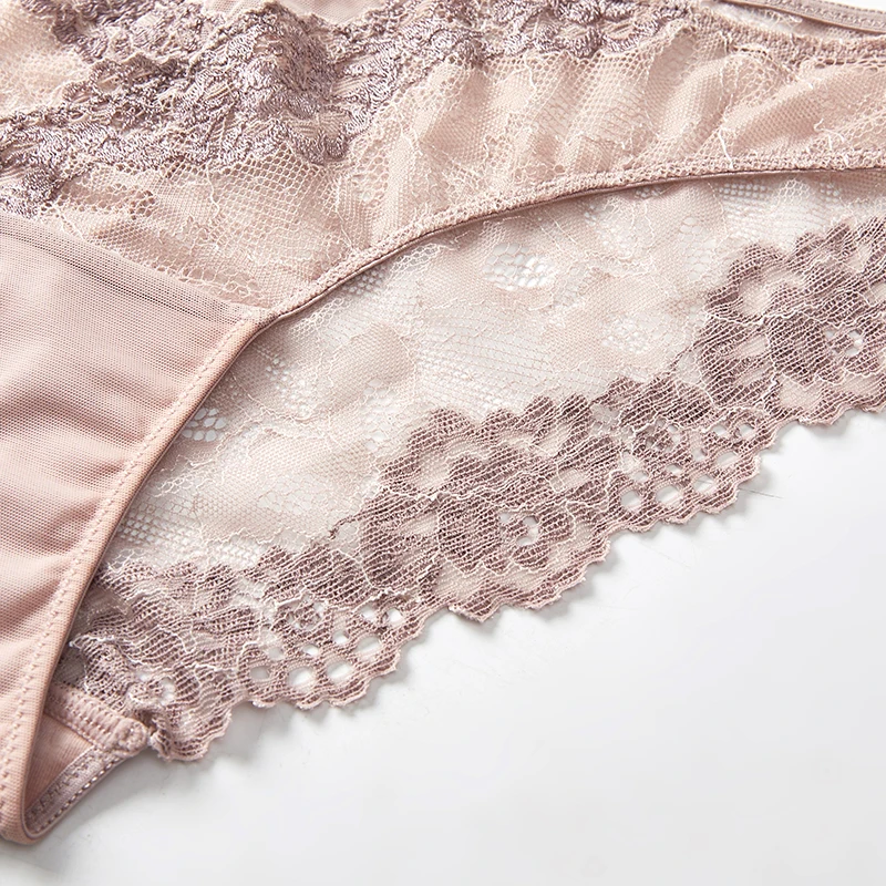 Classic women lace underwear sexy hollow out cotton crotch panties breathable mid waist ladies lingerie