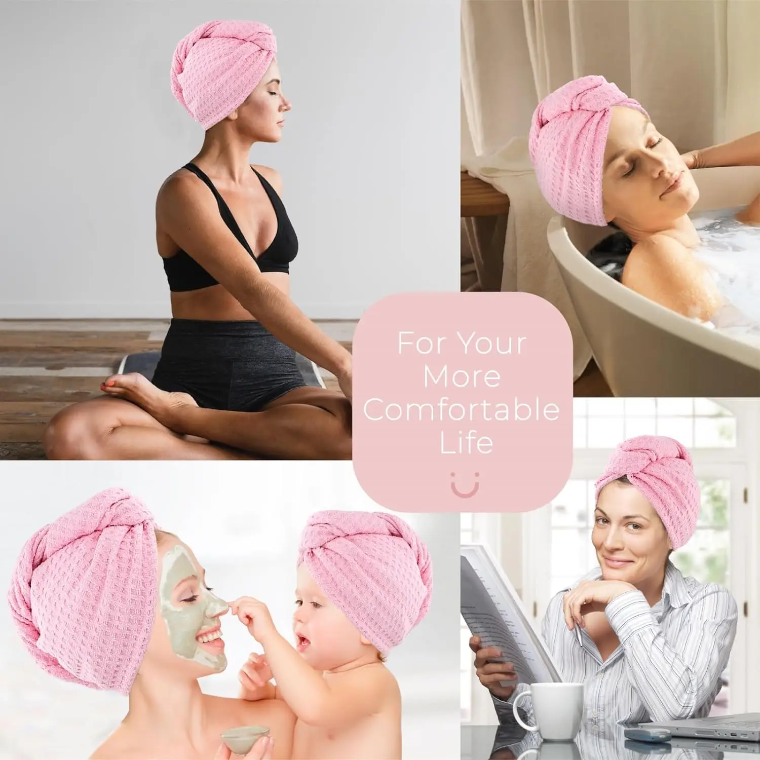 Super absorbent drying hair waffle towel microfiber serviette pour cheveux salon turban hair dry wrap towel