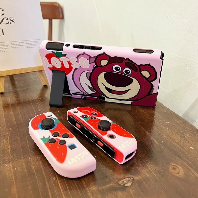 Cute Strawberry Bear Soft TPU PC Protective Cartoon Case For Nintendo Switch Game Card Case Console Accessories Cover Shell
