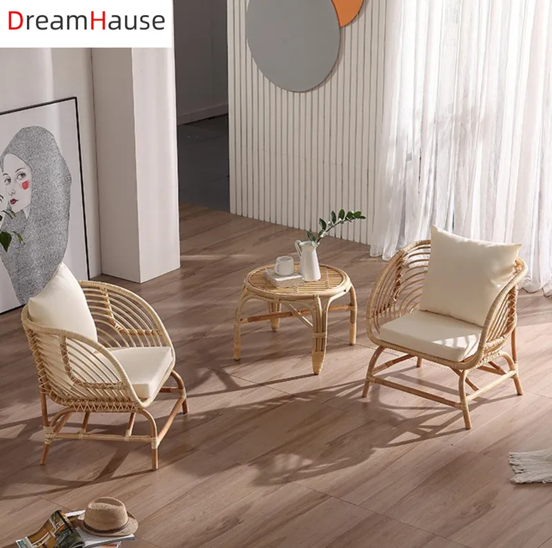 Плетеный одинарный диван-стул из настоящего ротанга dreamhome дизайнерский стул ручной работы для гостиной балкона внутреннего дворика и