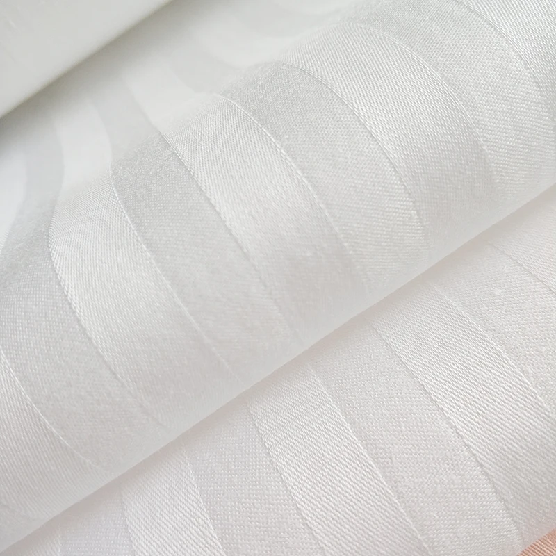 Hotel polycotton fabric satin striped 1cm 3cm fabric roll