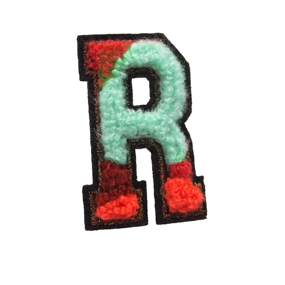Wholesale 3D chenille patch towel embroidered patches letters applique for sweater