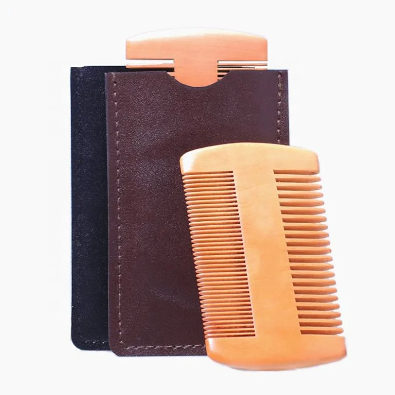 Custom top grade hair wood comb square wooden beard comb mens mini beard pocket comb