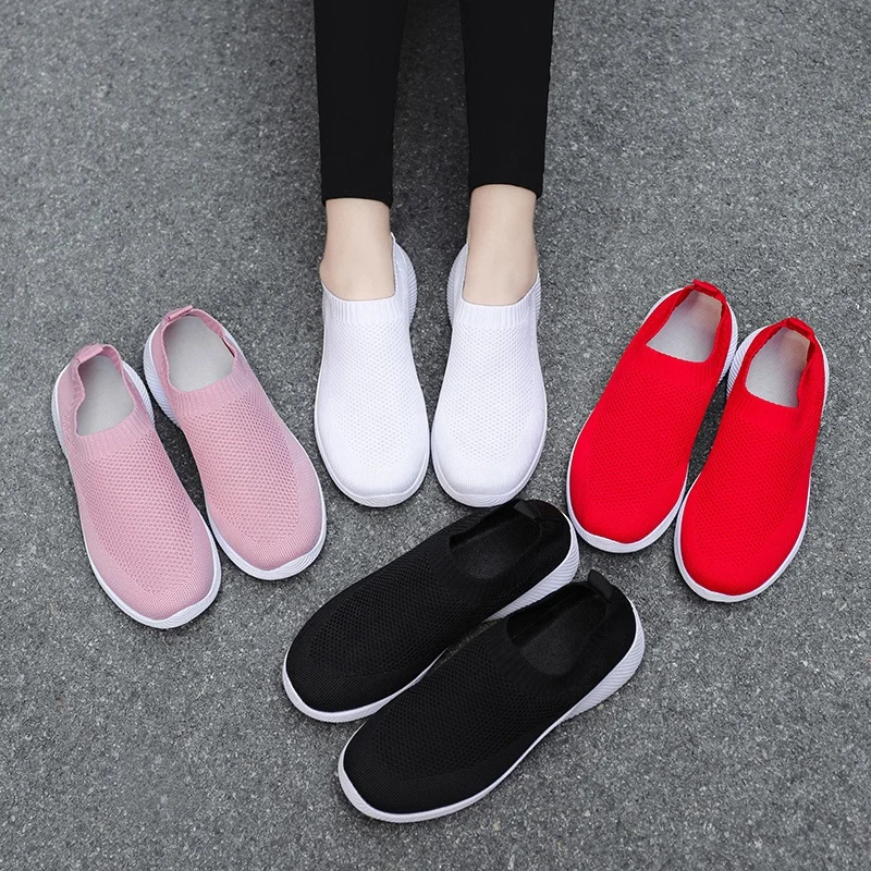 Women Vulcanized Shoes High Quality Women Sneakers Slip On Flats Shoes Women Loafers Plus Size 43 Walking Flat