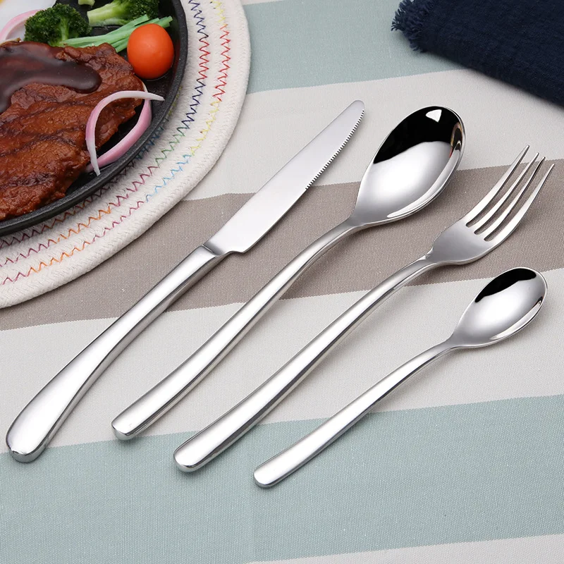Customized logo luxury metal knife, fork and spoon tableware 304 stainless steel dining table tableware set gift box