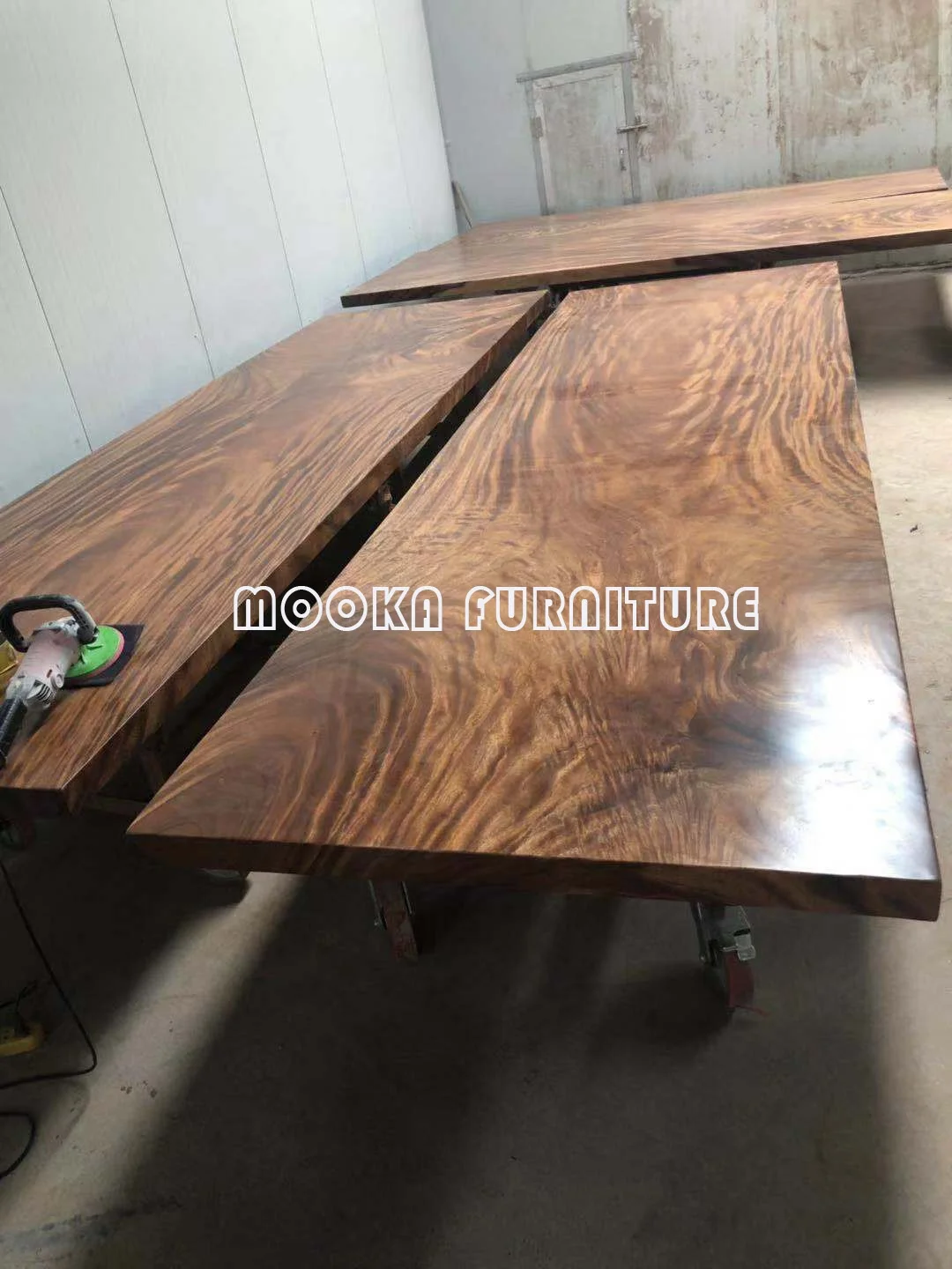 Office furniture whole piece solid Walnut Parota wood meeting room table live edge slab conference table
