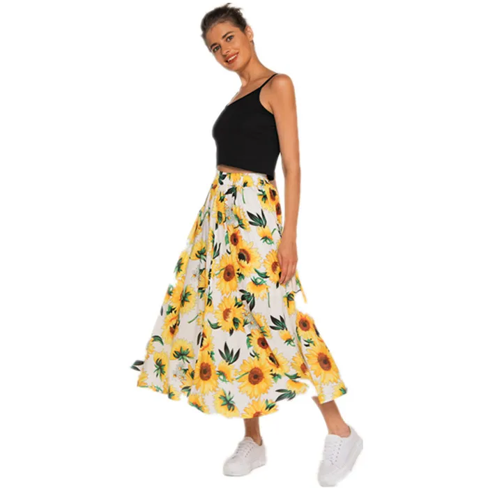 Floral Print Midi Tiered Skirt Maxi Long Skirts For Women