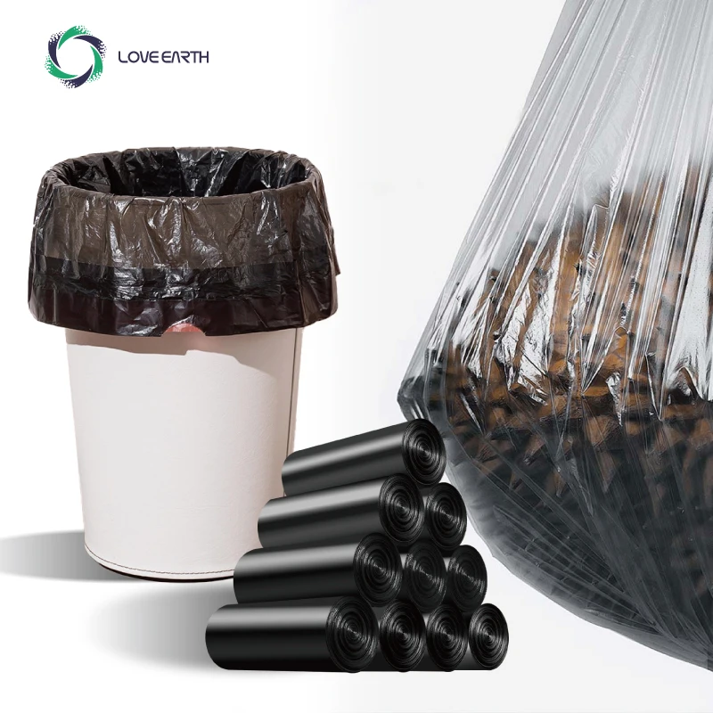 Factory Disposable Eco Friendly  custom logo Compostable biodegradable degradable drawstring string plastic garbage trash bag
