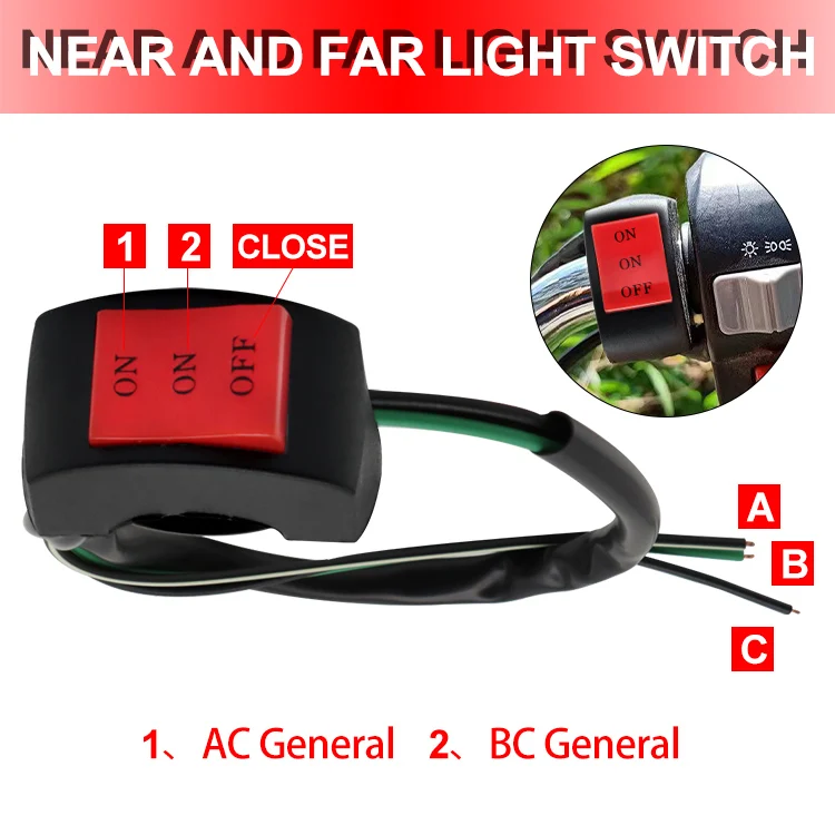 Three-core wire Motorcycle Headlight Handlebar Mount Switch Motorcycle Handle Switch Motorcycle On Off Switches