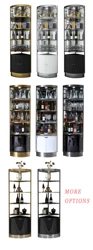 Modern living room stainless steel metal frame wine display cabinet Luxury Double door glass corner bar wine storage cabinet