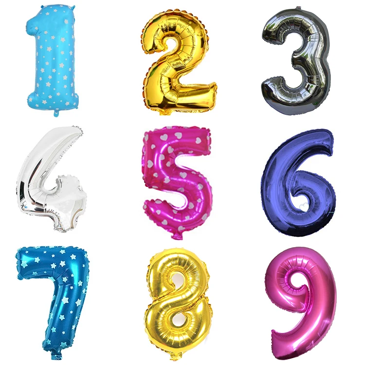 
High Quality Colourful Helium Number Foil Balloon For Birthday Party Decoration 