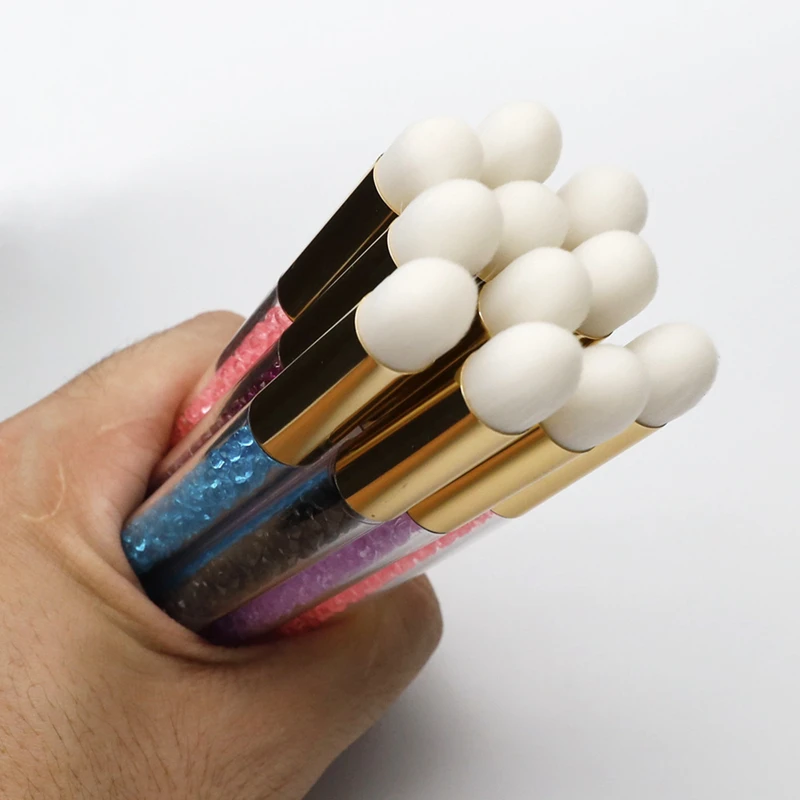 Green Blue Black Crystal Diamond Eyelash Extension Clean Brush Blugreen Glitter Bling Handle Makeup Brushes With Gemstone