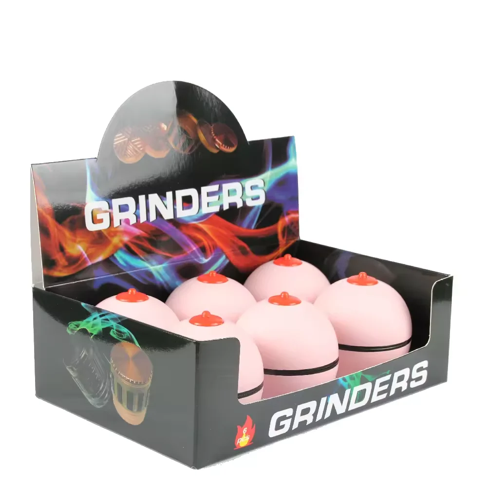 Cheaper Price Free Sample High Quality Chest Breasts Nipple 63mm Metal Herb Grinder New Tobbaco Crusher Herb Grinder