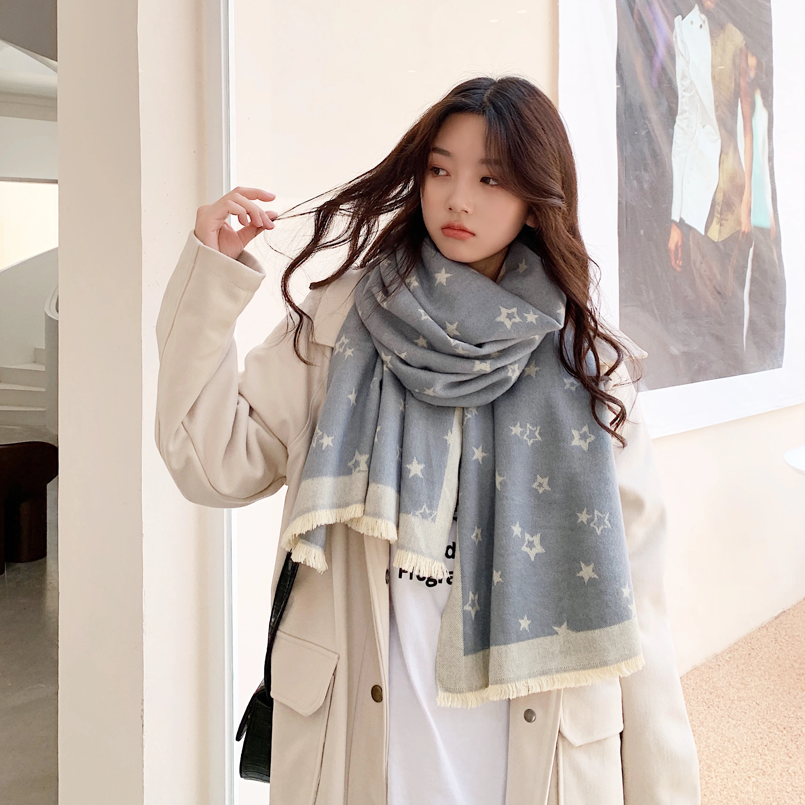 Hot Sale Style Winter Fashion Designer Women Horse Jacquard Scarf Pashmina Cashmere Warm Thick Shawls Scarfs