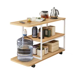 Table with Charging Station, Flip Top Side Table with USB Ports & Power Outlets, C Shaped Snack Table for Small Spaces