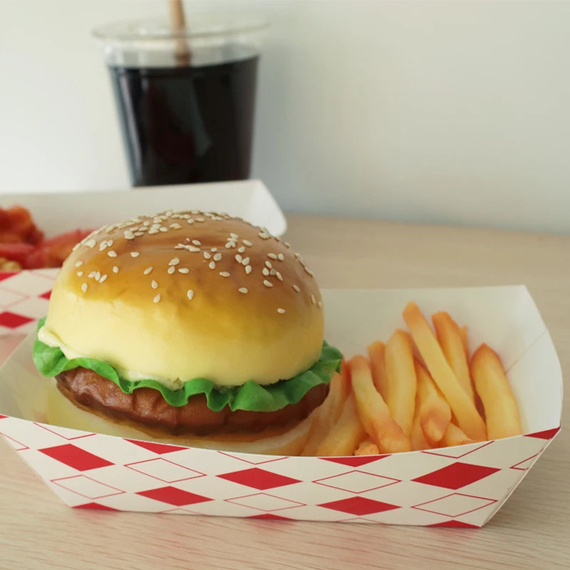 Carnival Durable Coated Paperboard Basket Grease Resistant 3 Lb Concession Stand Treats Hot Dogs Ice Cream Paper Food Trays