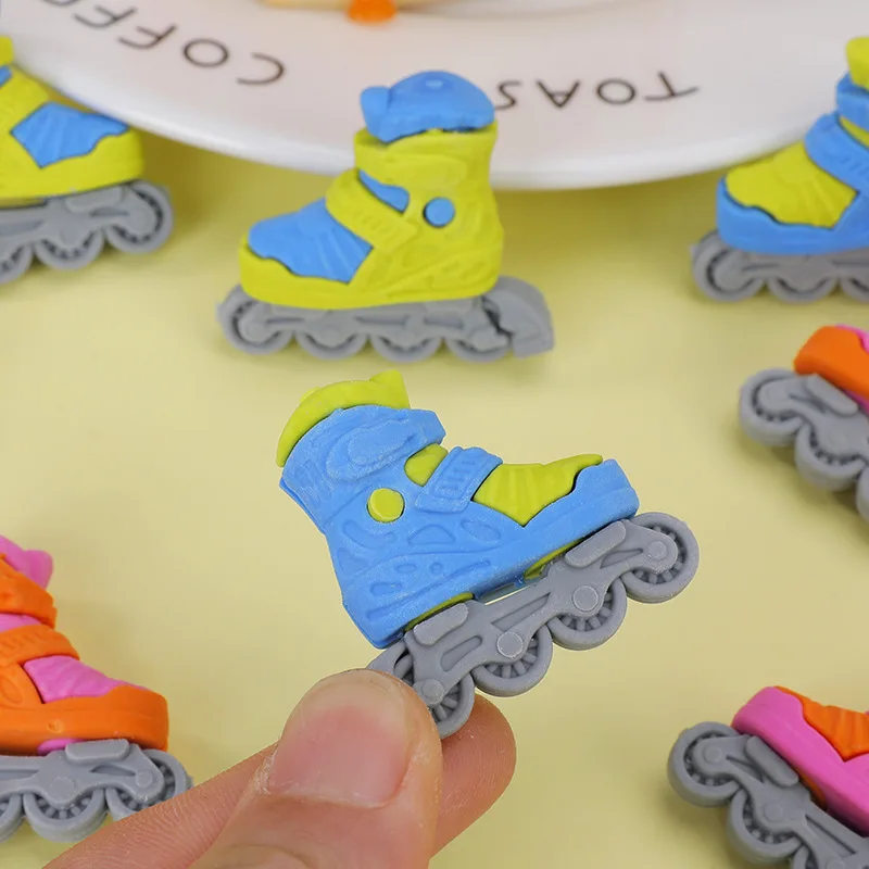 3D Kids School Stationery Mini Cute Rolles Skates Pencil Erasers Bulk Bag-Shaped TPR Eco-Friendly for Students