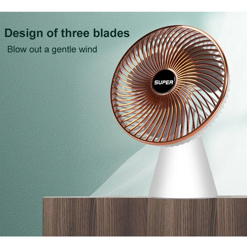 Small table standing air cooling fans brushless moto Onde electrical mini usb rechargeable desk fan