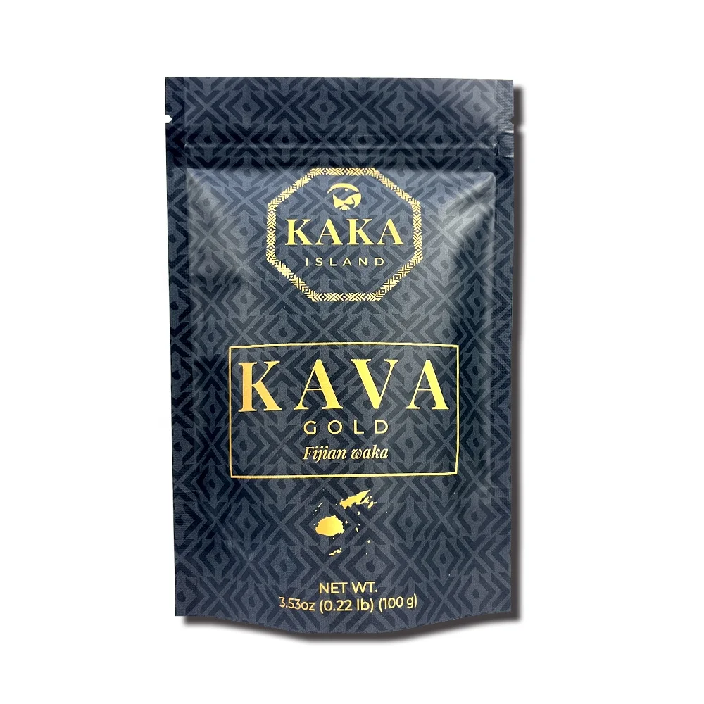 Low MOQ  custom printed stand up ziplock  kava powder packaging pouch bag
