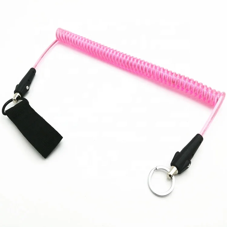 Cheaper Price High Quality Tether Spring Steel Plastic Self-locking Quick Release Carabiner Fashional Tool Spring Lanyard