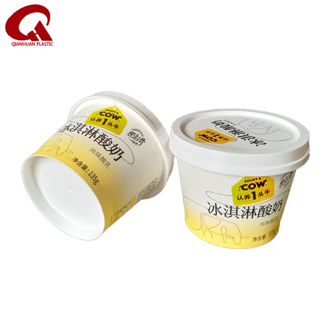 
7oz custom disposableI IML PP plastic ice cream packaging cup with lid and spoon 