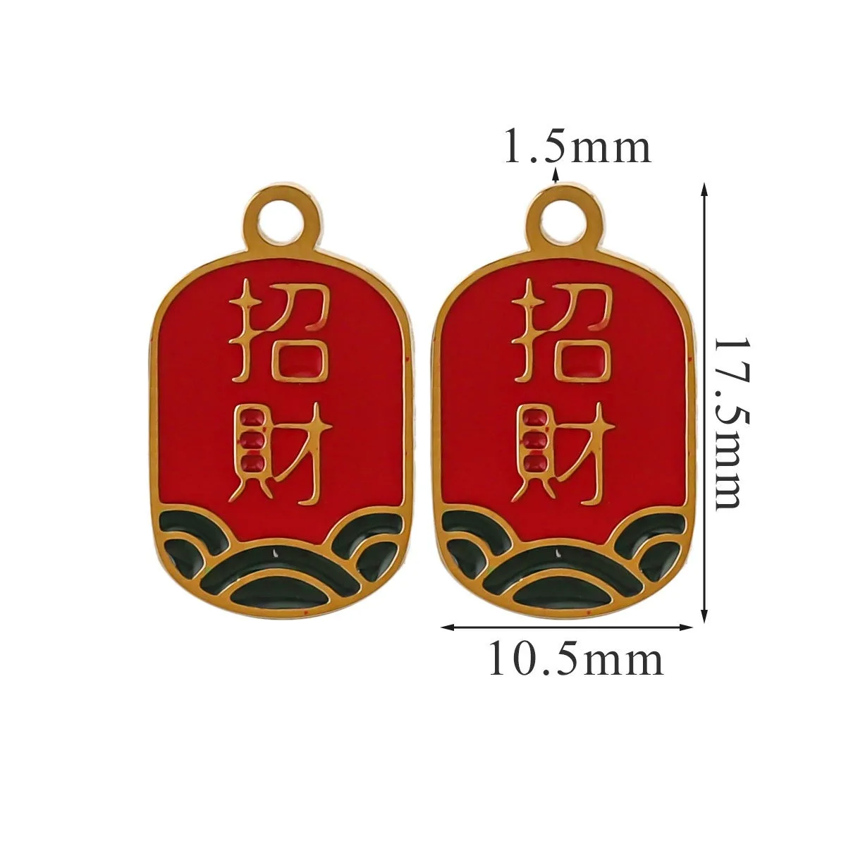 Китайский традиционный дизайн красный цвет эмаль очарование золотой нержавеющей стали кулон для праздничных свадебных ювелирных изделий ремесло